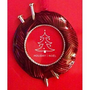 Knitting Needle Yarn Ball Christmas Ornament Photo Frame Enamel Metal NEW
